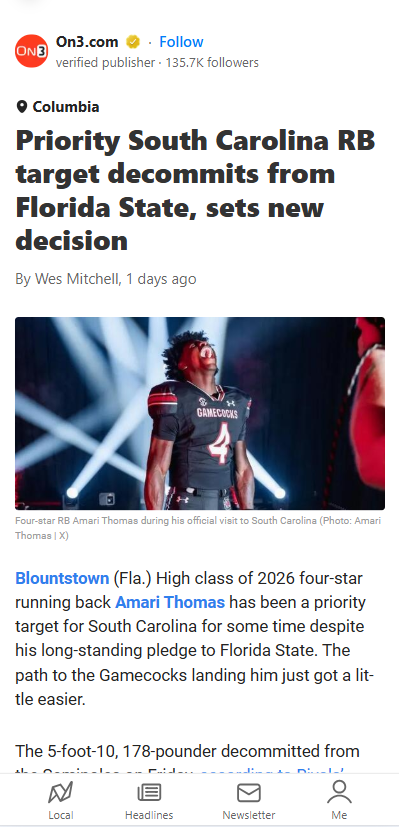 Gamecocks Back in the Hunt for Amari Thomas