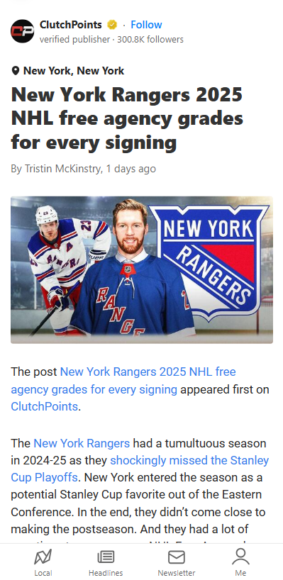 Blueshirts’ Big Gamble: Miller Out, Gavrikov In