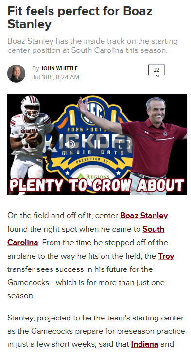 Boaz Stanley: Gamecock Center of Attention