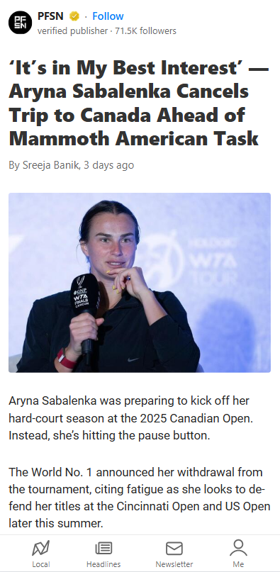 Sabalenka Skips Canada—Eyes US Open Repeat