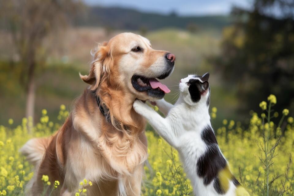 Cat Joins In for Dog’s Belly Rub!