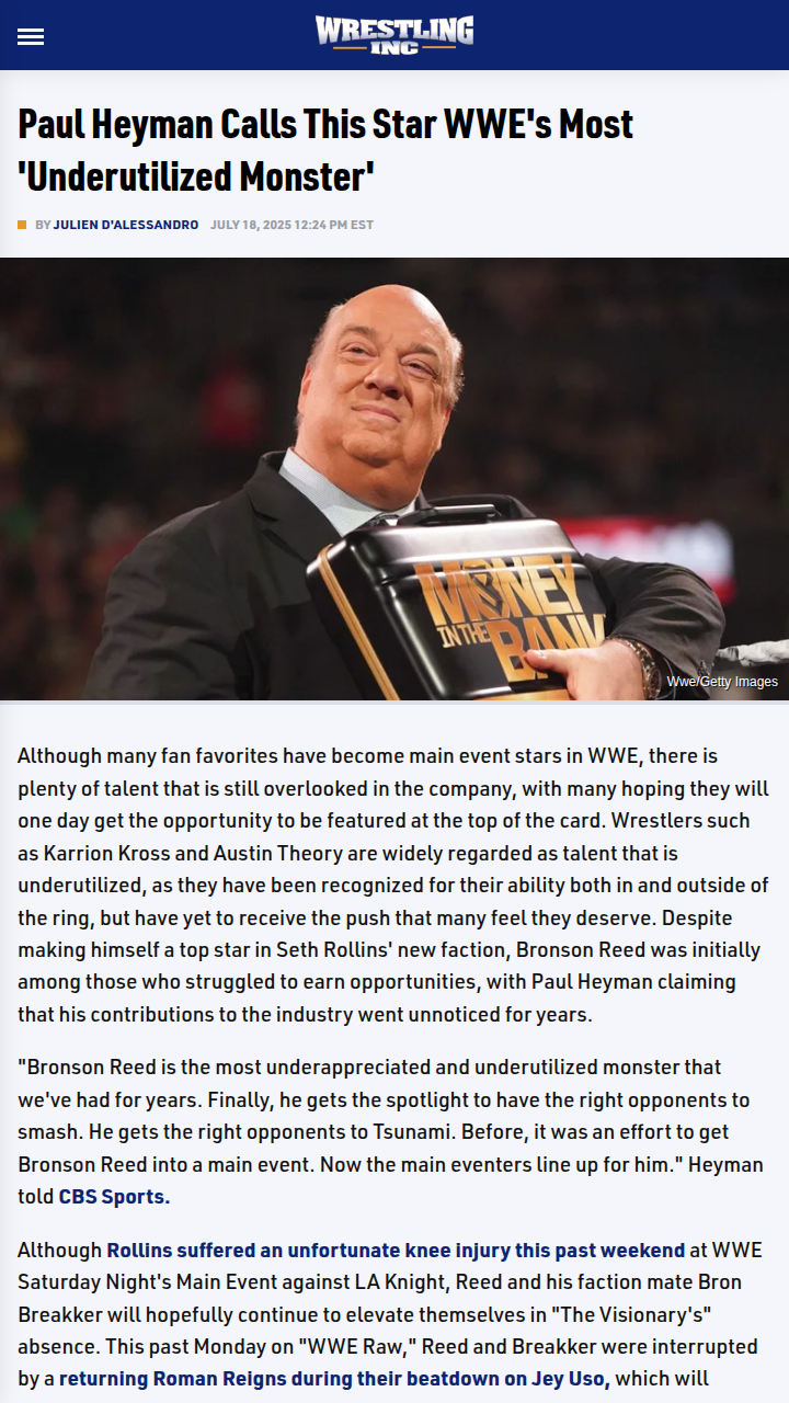 Bronson Reed: WWE’s Sleeping Giant Awakes?