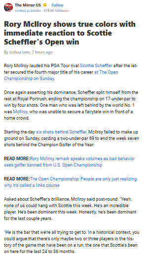 Scheffler Sets the Bar—Rory Tips His Cap