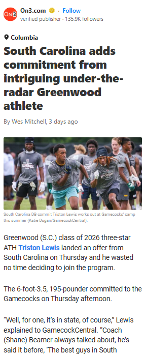 Gamecocks Land Hidden Gem from Greenwood