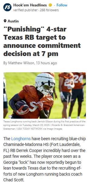 Will Texas Steal Georgia’s RB Gem Tonight?