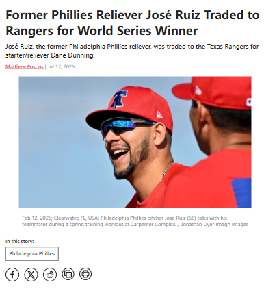 Rangers Swap for Ex-Philly Arm—Big Gamble?