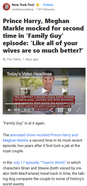Family Guy Roasts Harry & Meghan Again 😂