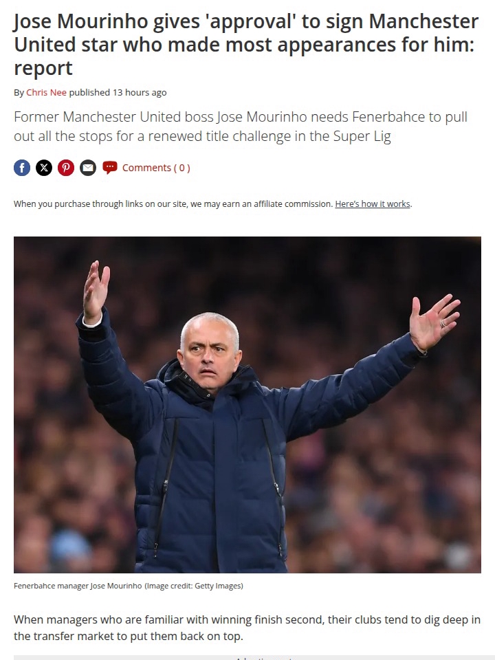 Mourinho Eyes Rashford Reunion at Fener