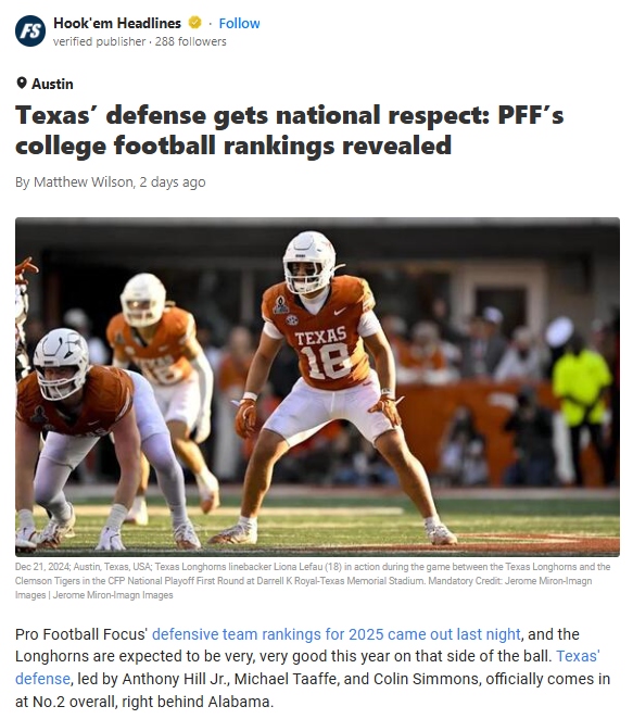 Longhorns D: Next Great Wall of College Football?