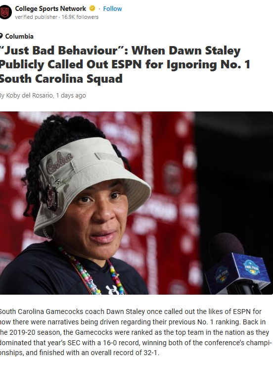 Staley vs ESPN: Respect for the Gamecocks?