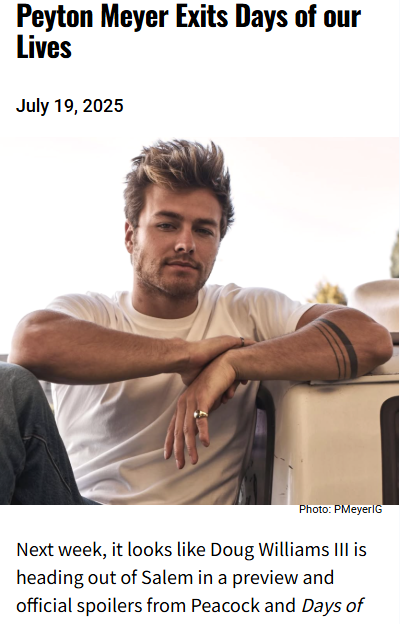 Peyton Meyer OUT at DAYS! 🚪