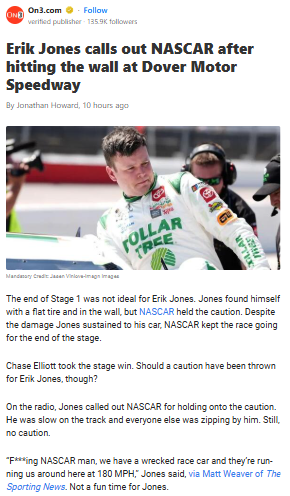Did NASCAR Miss the Call on Erik Jones?