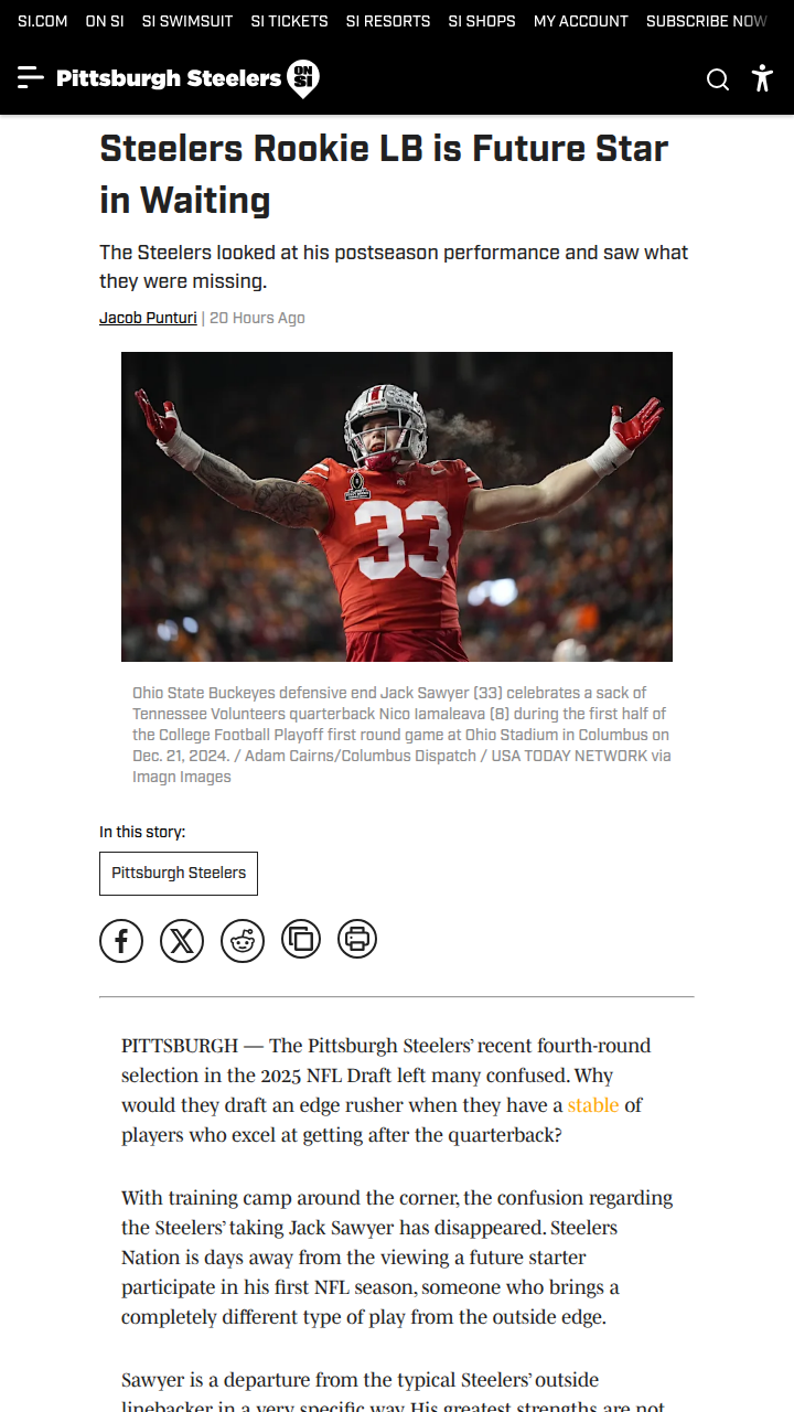 Sawyer: The Next Big Thing After T.J. Watt?