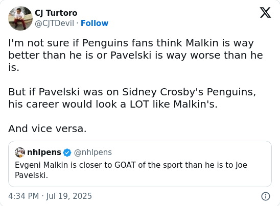 Malkin vs. Pavelski: Fair Comparison or Blasphemy?