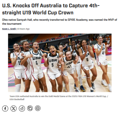 Hall Shines as USA Stays Perfect vs. Aussies