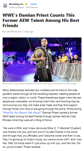 Damian Priest’s Surprising AEW Bestie