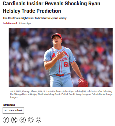 Will the Cards Really Keep Fireman Helsley?