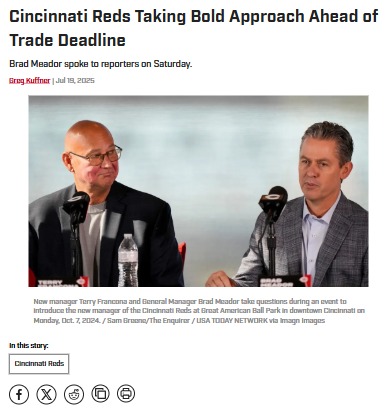 Reds Playing It Safe at the Deadline?