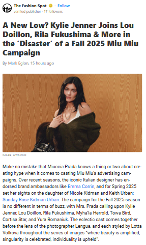 Kylie Jenner’s Miu Miu Debut Sparks Drama