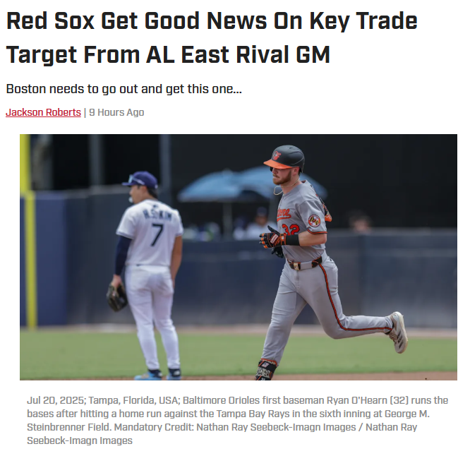 O's Fire Sale: Is O'Hearn Fenway Bound?