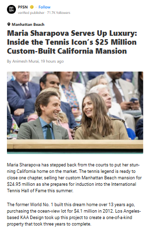No Tennis Court in Sharapova’s Mansion? 🤔
