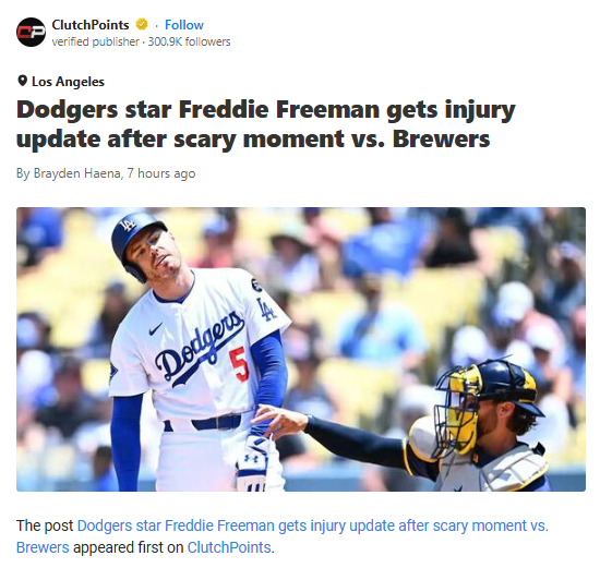 Freeman’s Scare: Brewers Sweep & Dodgers Sigh