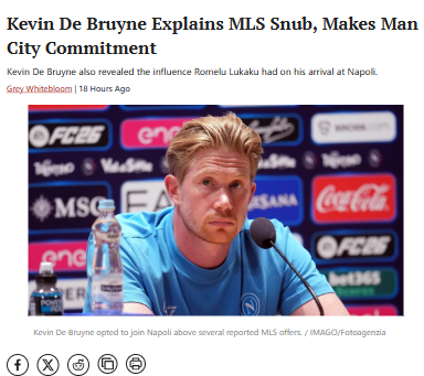 KDB Chooses Napoli Over MLS: Right Move?