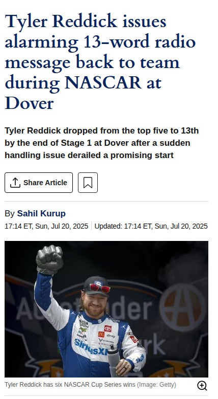Reddick’s Radio Shock: 'I Can't Turn at All!'