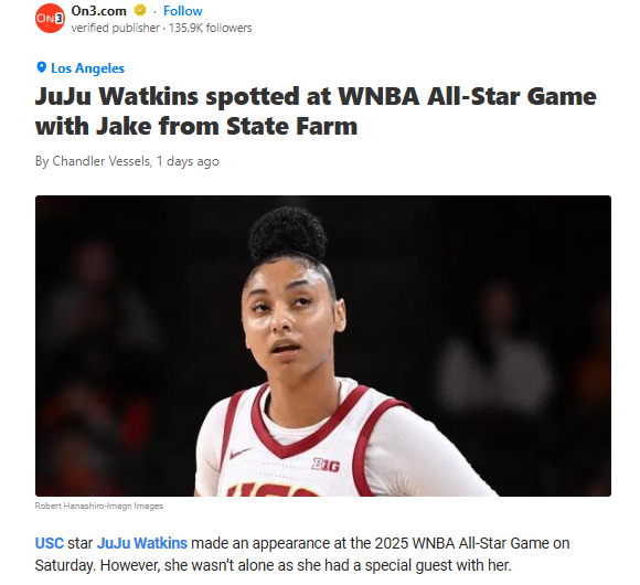 JuJu Watkins & Jake from State Farm: Courtside Duo!