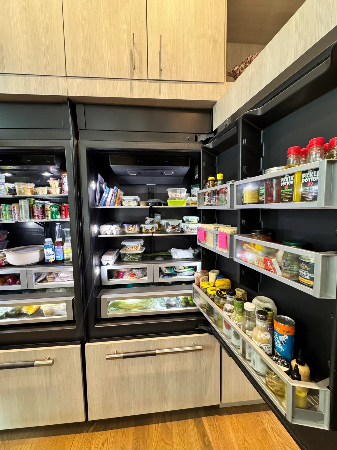 What things can you tell from this family's refrigerator? 
