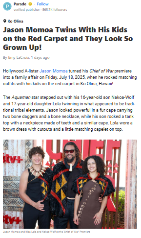 Jason Momoa’s Family Red Carpet Moment