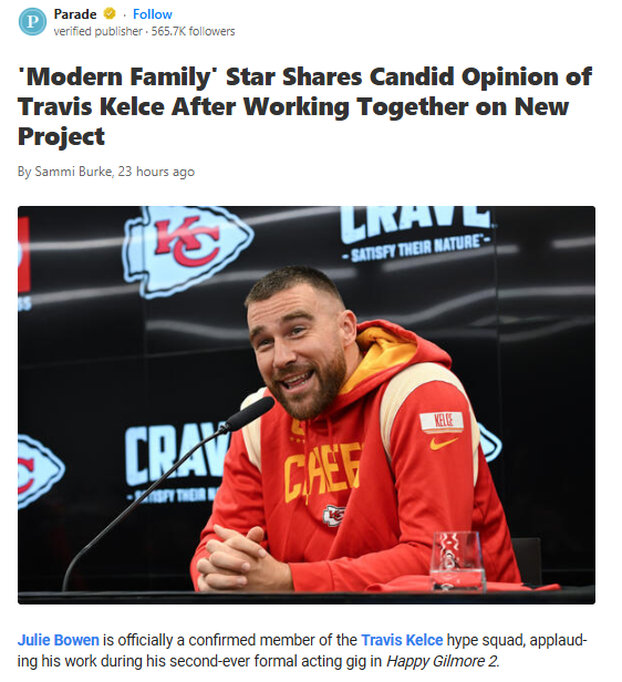 Kelce Shines in Hollywood Debut, Says Bowen