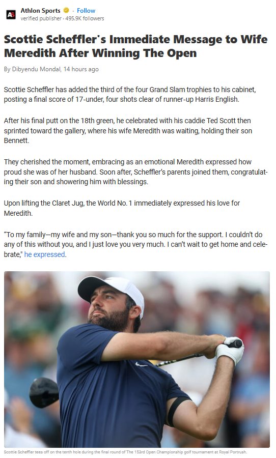 Scheffler’s Family First Moment at The Open