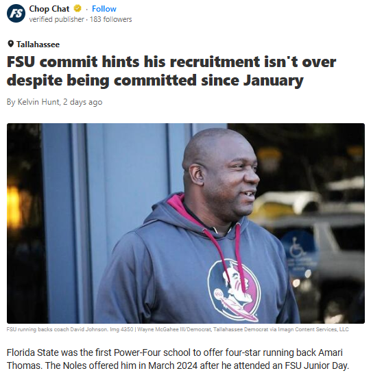 Is Amari Thomas Really Locked In With the Noles?