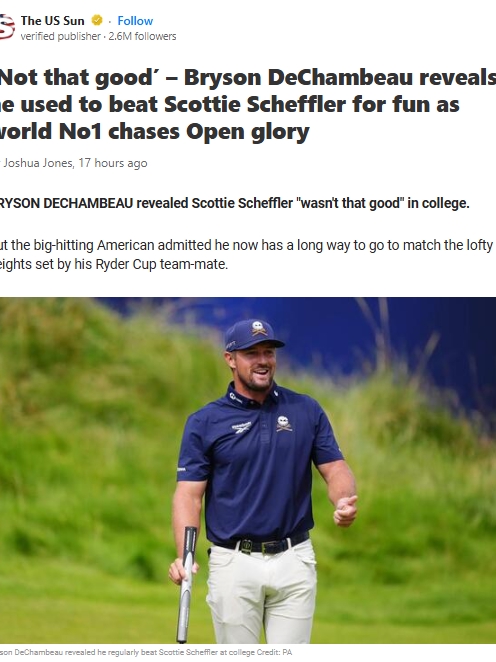 DeChambeau Admits Scheffler’s Rise Is Real