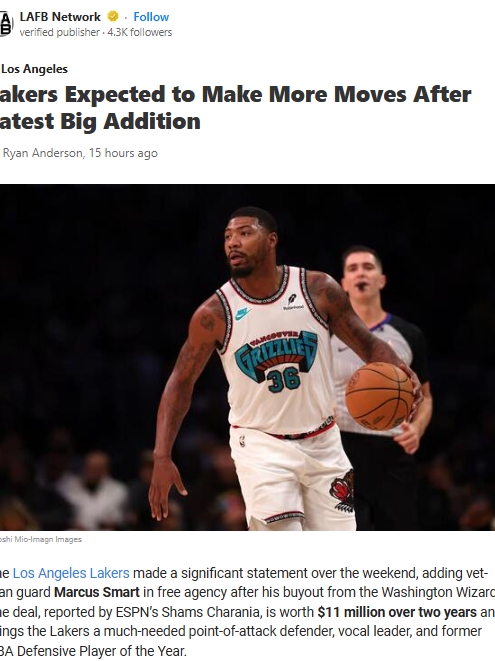 Smart Joins LakeShow: Grit Over Glamour?