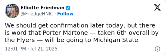 Porter Martone to MSU: Game Changer?