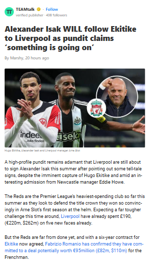 Isak to Anfield? Howe’s Omission Fuels Rumors