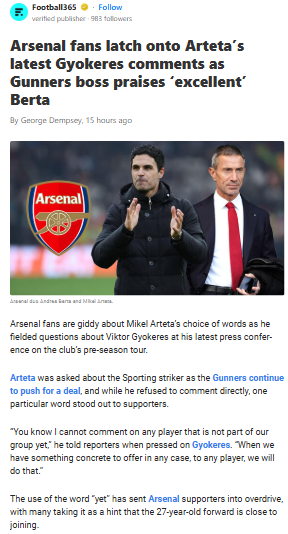 Arteta’s “Yet” Sparks Gyokeres Frenzy