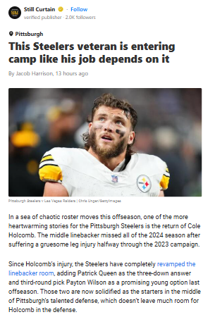 Can Holcomb Beat the Odds in Camp?
