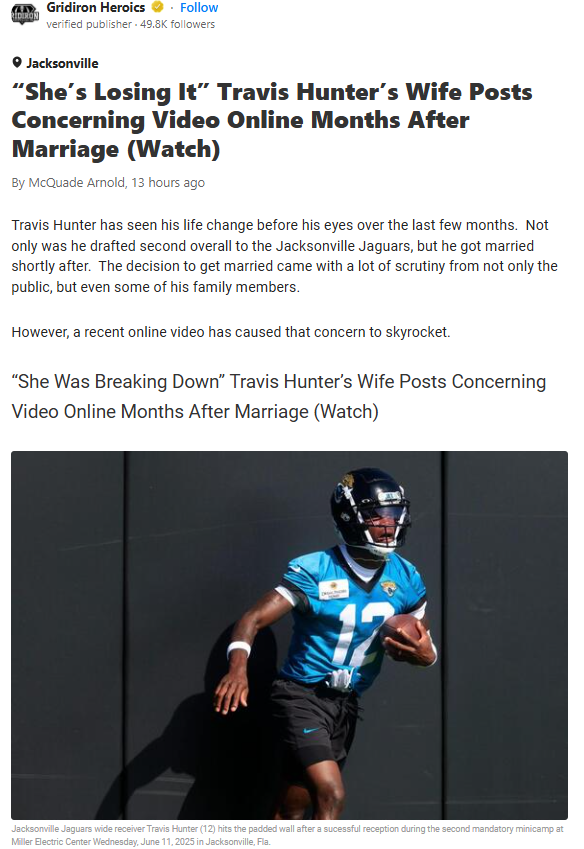 Travis Hunter’s Wife’s Viral Crying Video