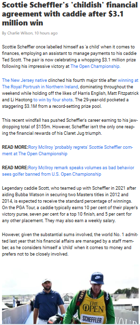 Scheffler’s $3.1M Win: Caddie Payday Drama?