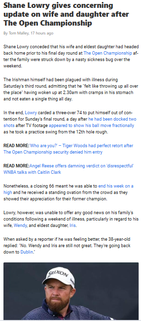 Lowry Battles Illness & Penalty at The Open