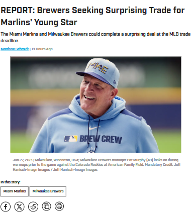 Brewers Eyeing Marlins’ Untouchable Star?