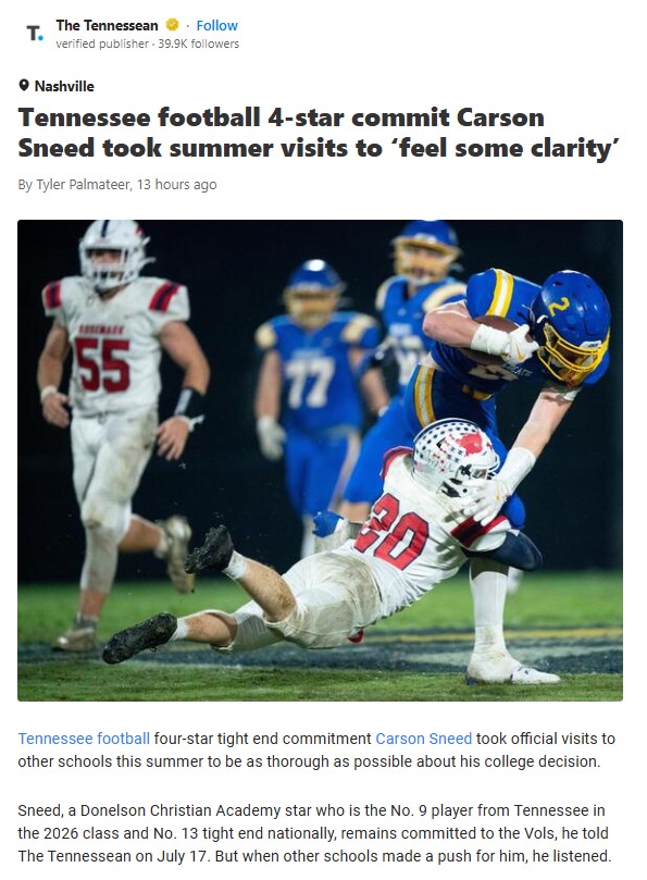 Vols’ Big Target Sneed: Staying Loyal?