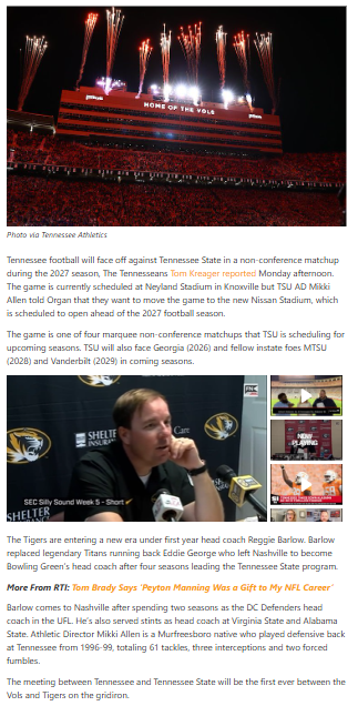 Vols vs. Tigers: Instate Showdown Set for 2027