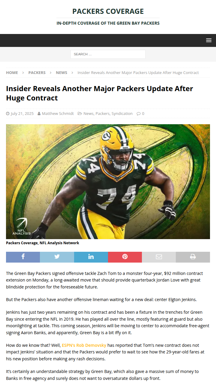Packers Gamble: Jenkins’ Future at Center?
