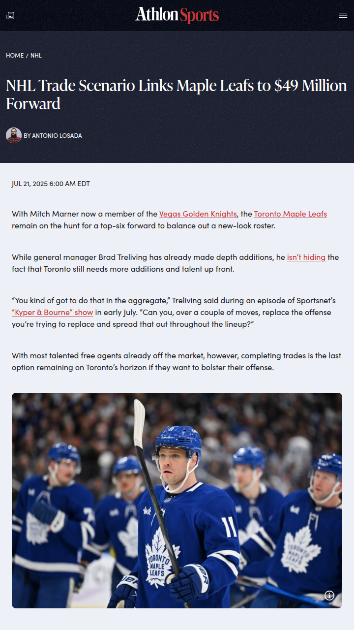 Could Anders Lee Fill Marner’s Skates?