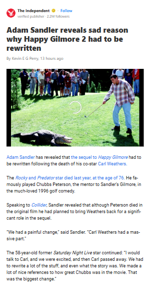 Happy Gilmore 2 Rewrite Shocker 😢