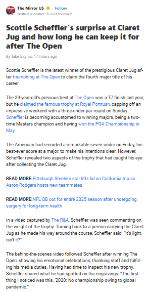 Scheffler’s Claret Jug Moment: How Long’s He Got?